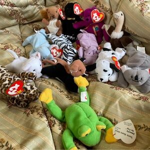 Vintage Ty Teenie Beanie Babies Mixed Lot 13 Y2K Cats Hippo Squirrel Frog Ostric